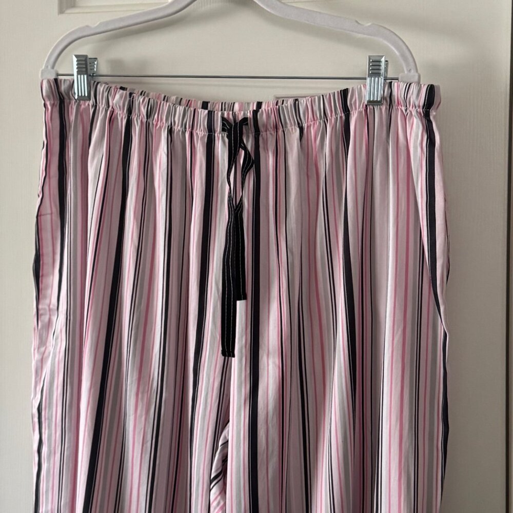 Charter Club Womens Intimates Sleepwear Black Top Pink Black Striped Pants 2X - Picture 13 of 15